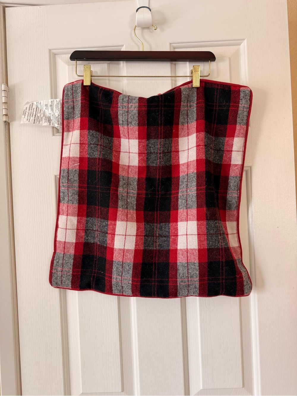 Ralph Lauren Red Black Gray Plaid Accent Pillow Cover